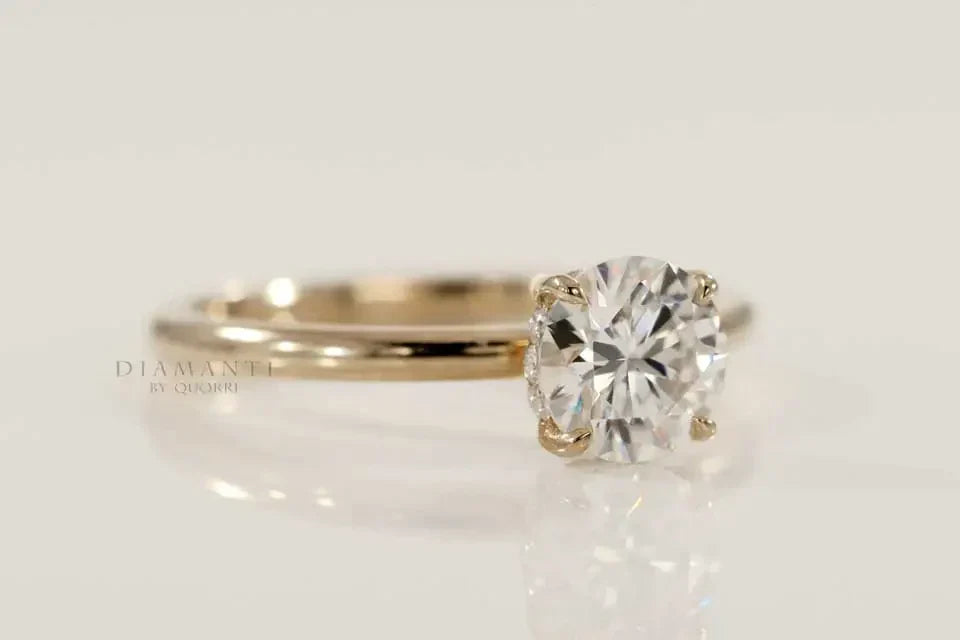 18k yellow gold 4 claw prong 2.25ct round lab diamond engagement ring Quorri