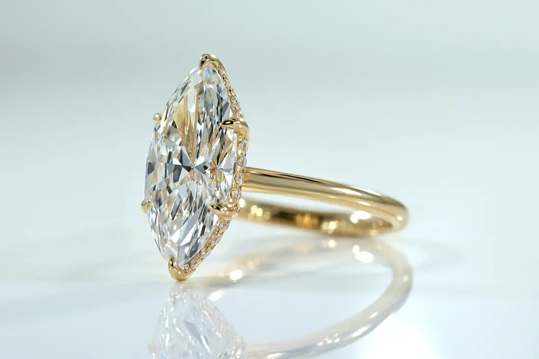 Genesis Marquise Pure® Lab Diamond Engagement Ring Side View 14k Yellow Gold