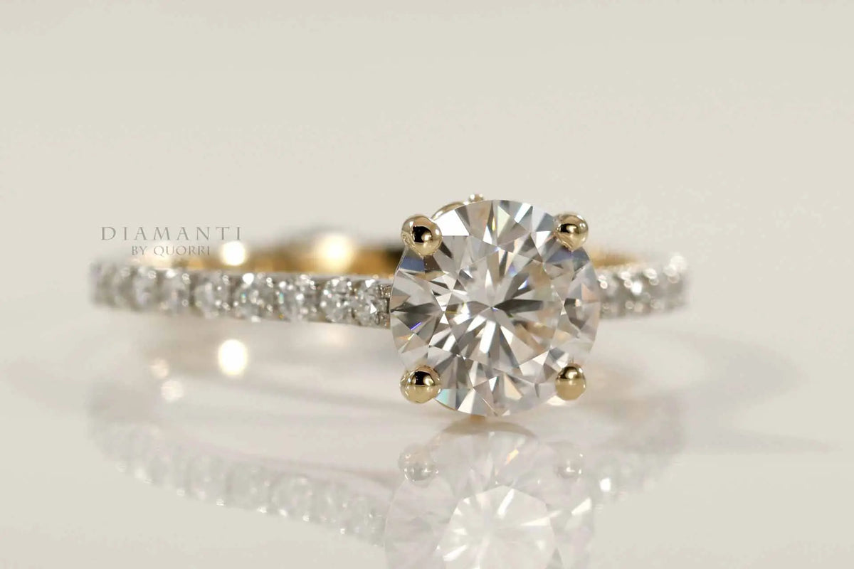 2.5 carat two-tone vintage accented round lab created diamond engagement ring Quorri