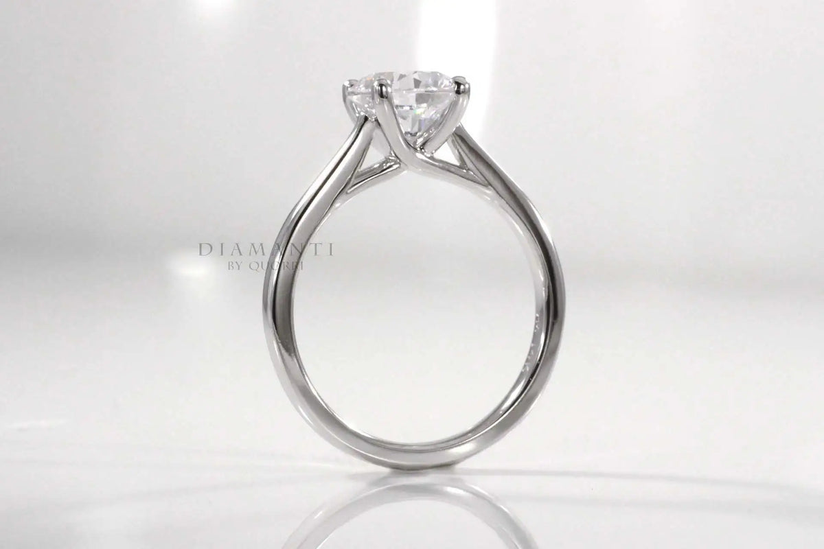 affordable petite 18k white gold 1.50 carat round lab made diamond engagement ring Quorri