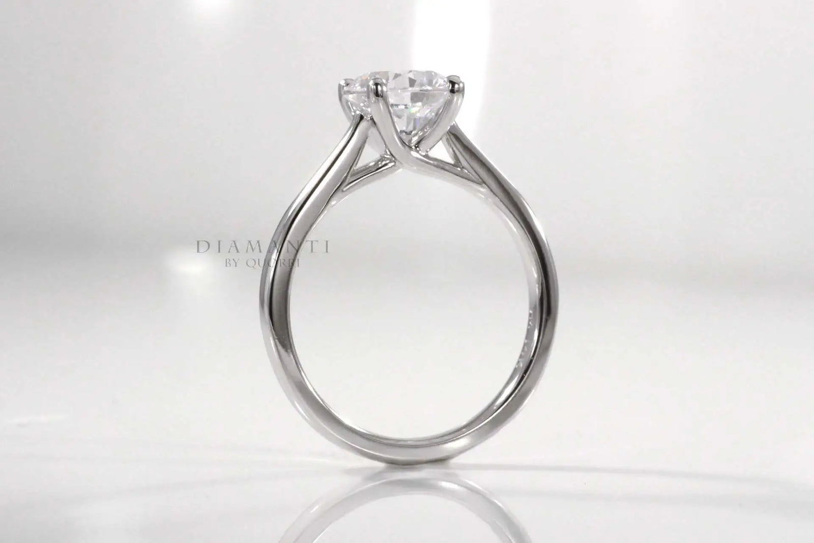 affordable petite 18k white gold 1.50 carat round lab made diamond engagement ring Quorri