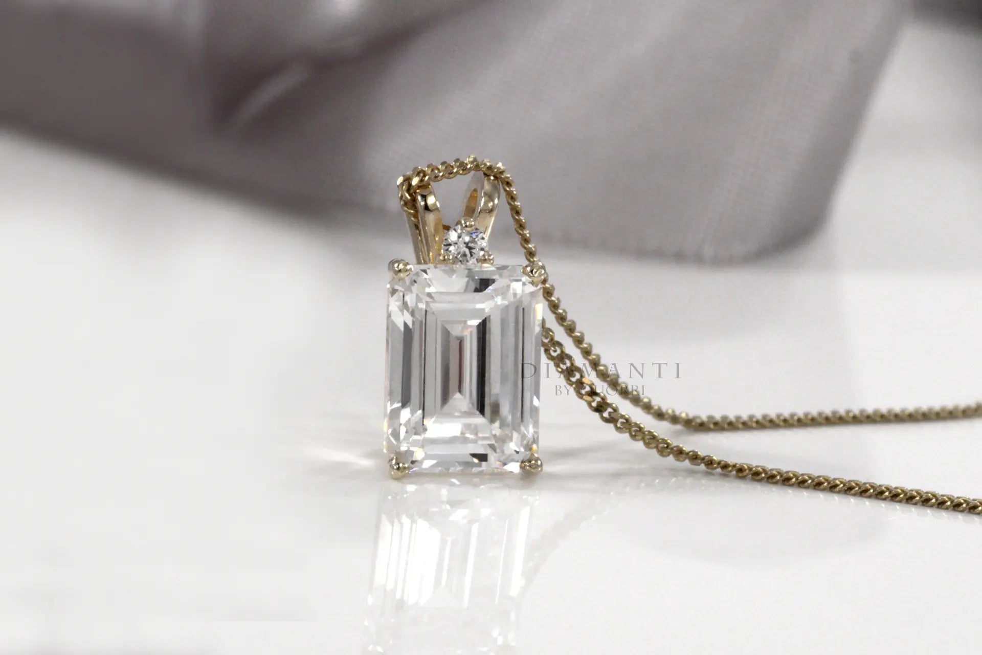 affordable 2 carat white gold emerald cut lab diamond pendant Canada
