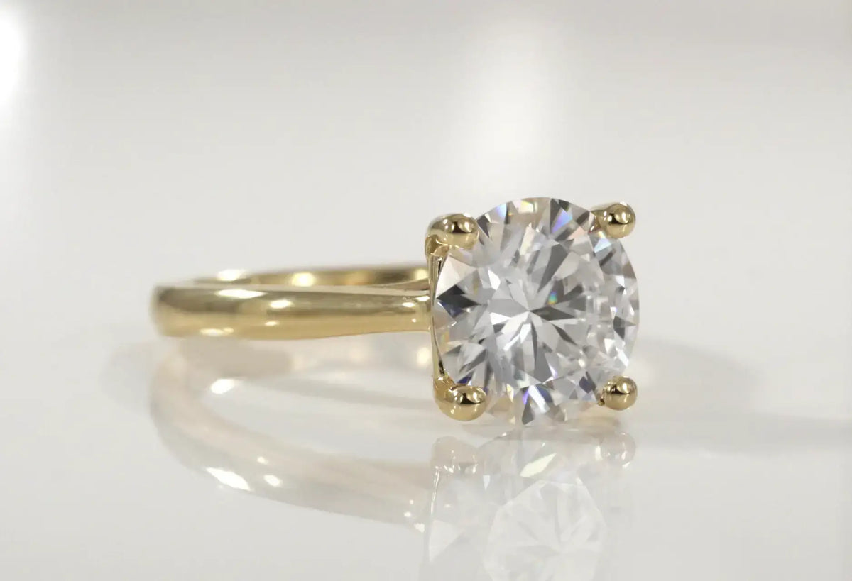 3.0 carat affordable 4 prong 14k yellow gold lab diamond engagement ring Quorri Canada