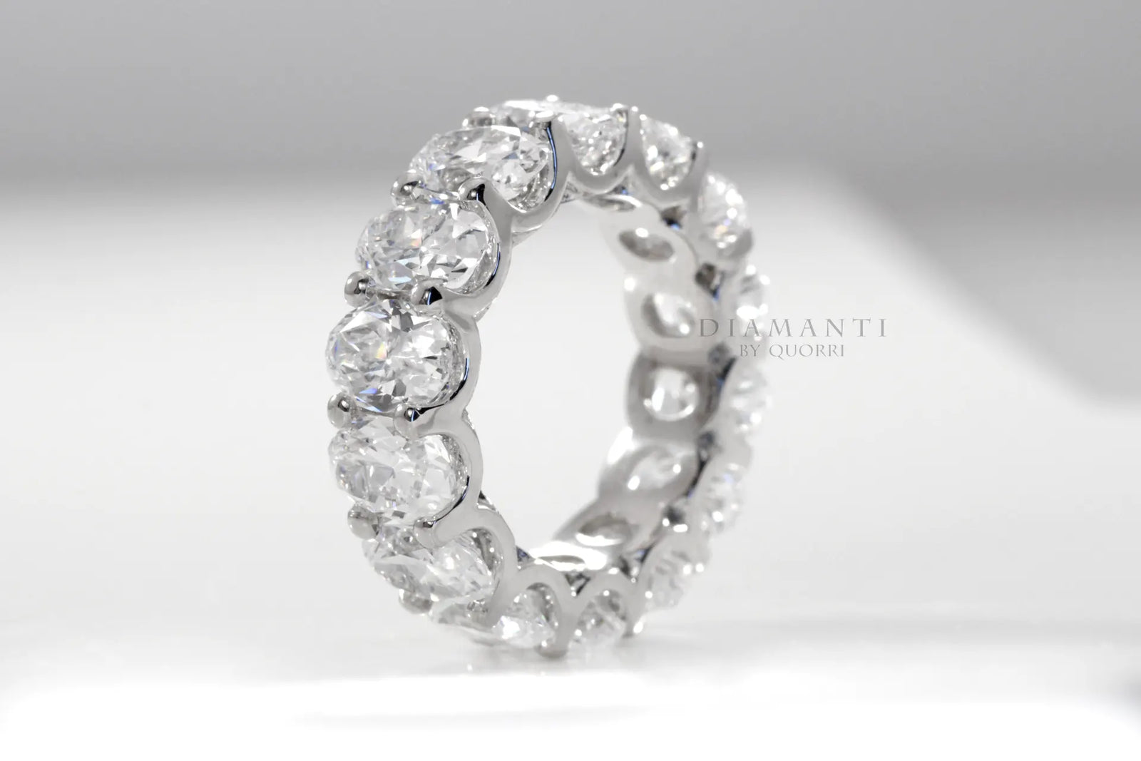 Daniel k inspired u-eternity 18k white gold 4 carat oval lab grown diamond eternity ring Quorri Canada
