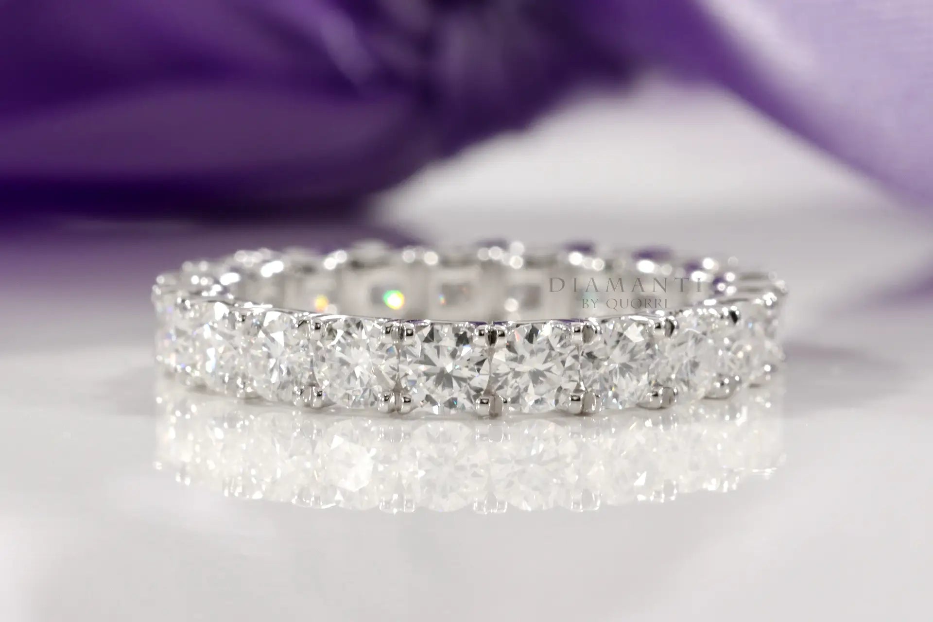 14k white gold affordable designer 3ct.tw round brilliant lab diamond eternity ring Quorri