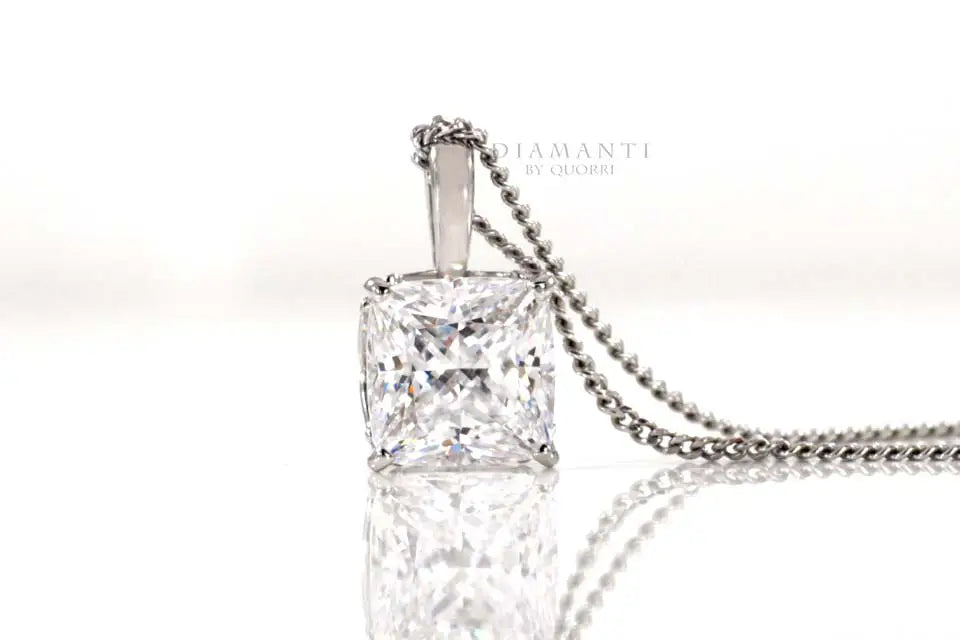 designer cushion cut lab diamond solitaire pendant Quorri