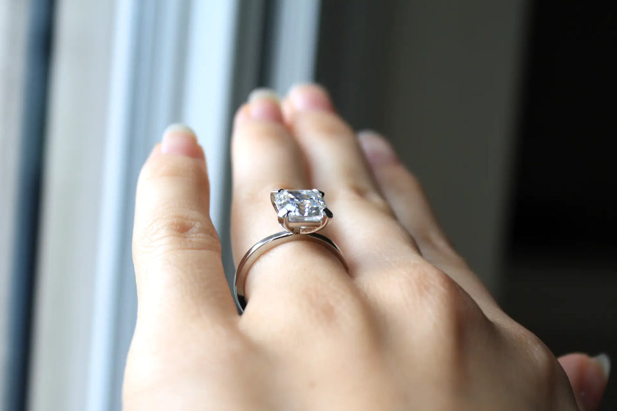 Platinum 2 .5 carat Asscher lab diamond solitaire engagement ring Quorri