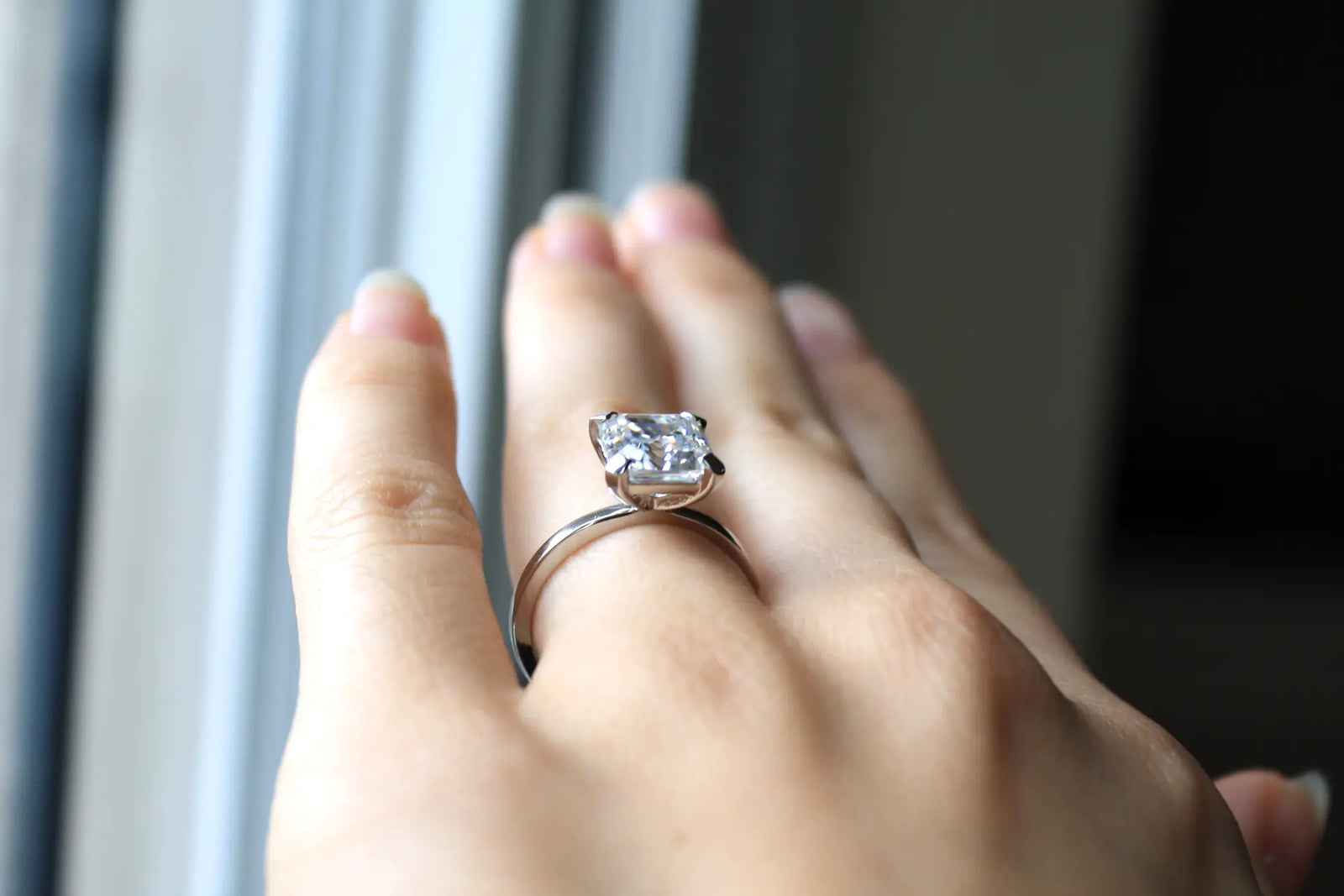 Platinum 2 .5 carat Asscher lab diamond solitaire engagement ring Quorri