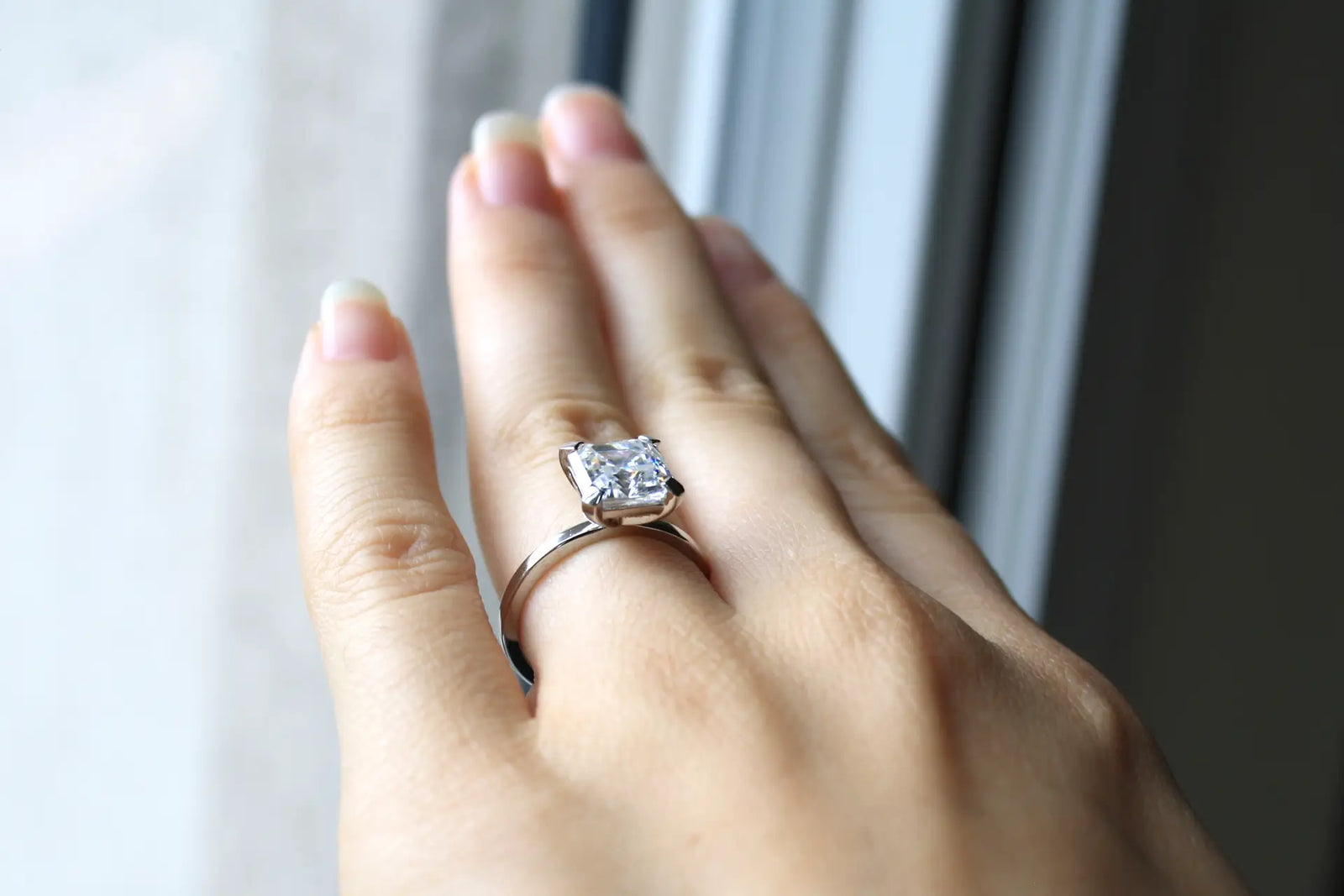 18k white gold 2 carat Asscher lab grown diamond solitaire engagement ring Quorri