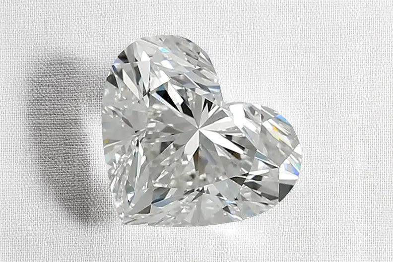 3 carat crushed ice heart cut lab grown diamond moissanite at Quorri Canada