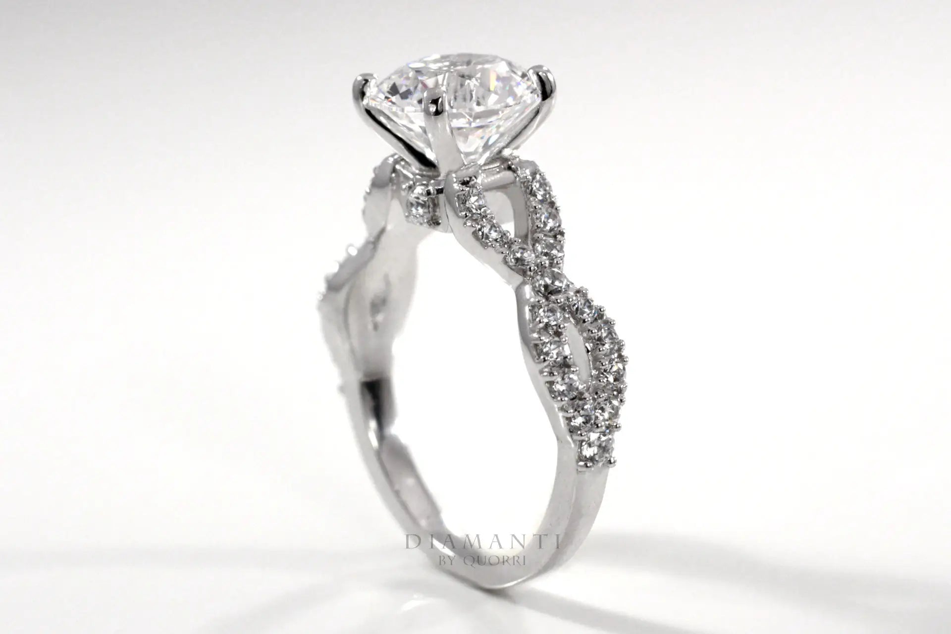 split accented band 2ct round lab diamond engagement ring