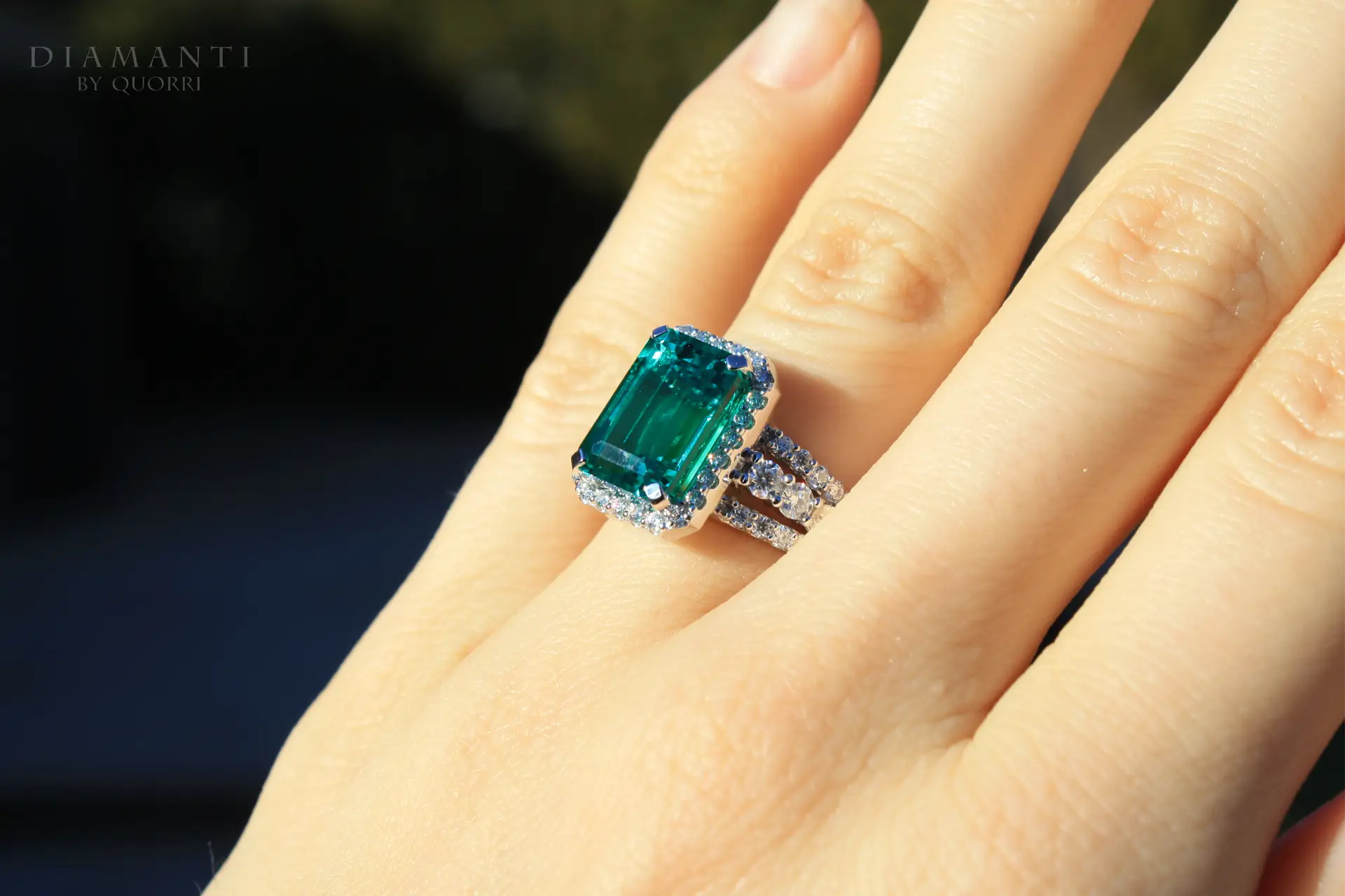 custom lab green emerald diamond estate rings by quorri canada