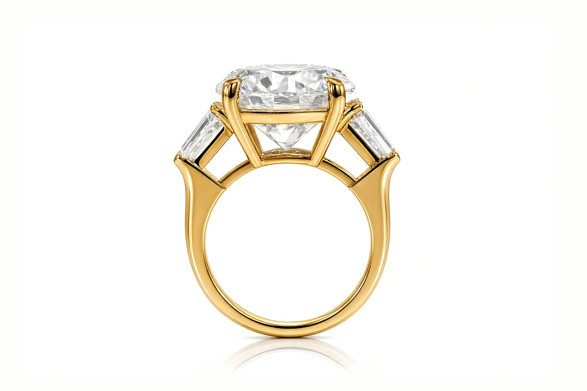 classic 6-carat round and baguette lab diamond gold anniversary ring Quorri Canada 