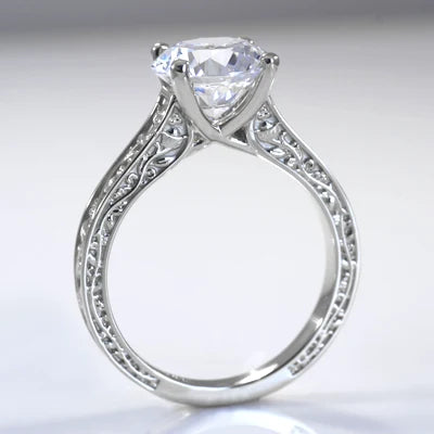 juliet white gold vintage rose engraved engagement ring Quorri