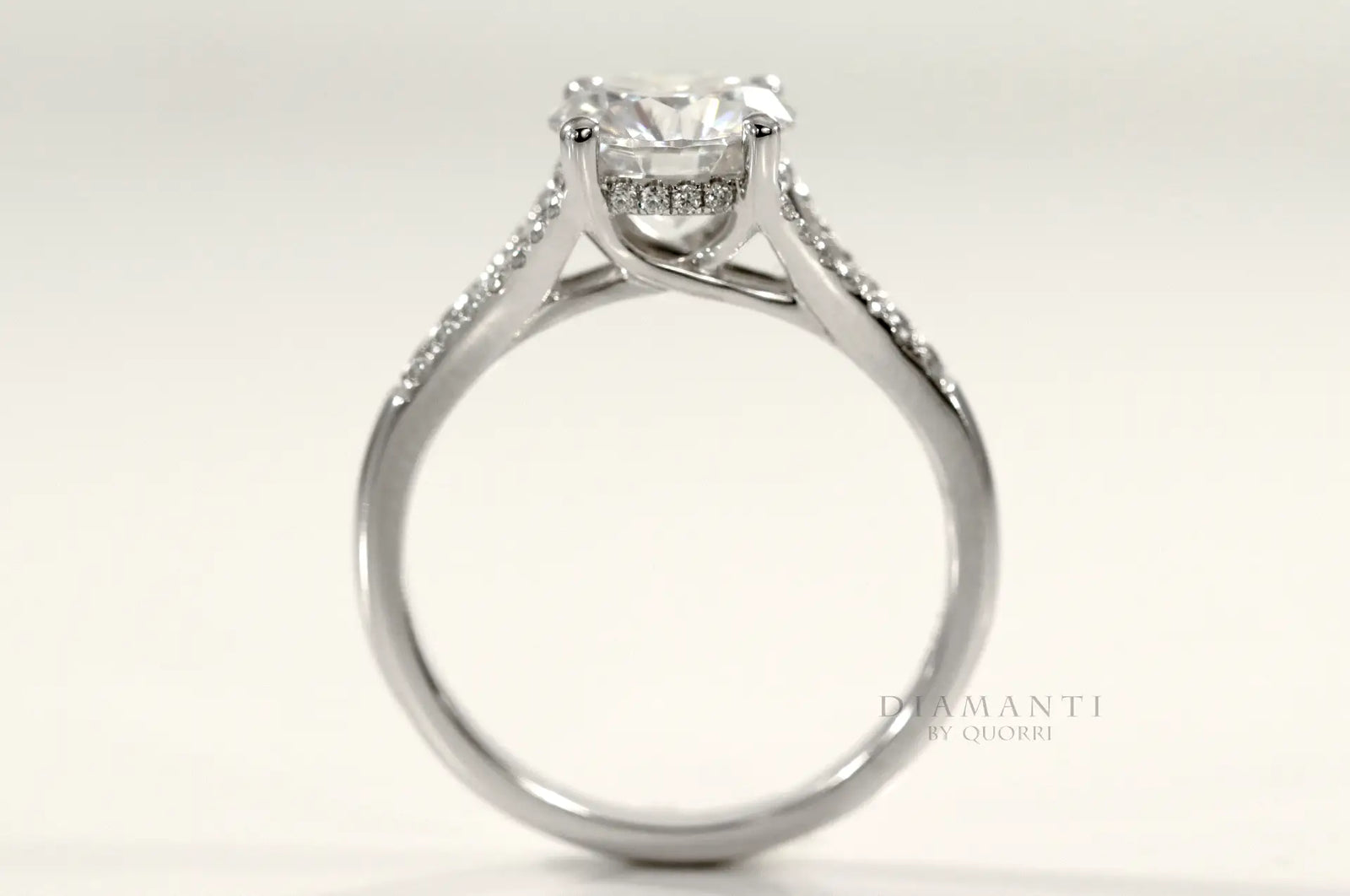 18k white gold affordable designer accented split band 2 carat round lab diamond engagement ring Quorri