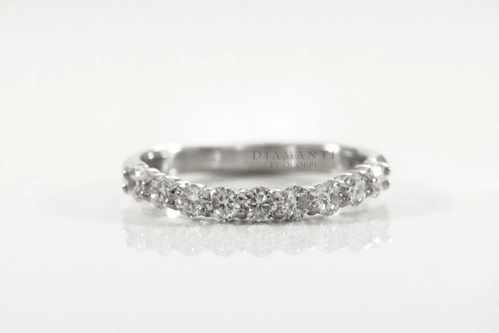 platinum and white gold round accented lab diamond wedding bands Quorri Canada