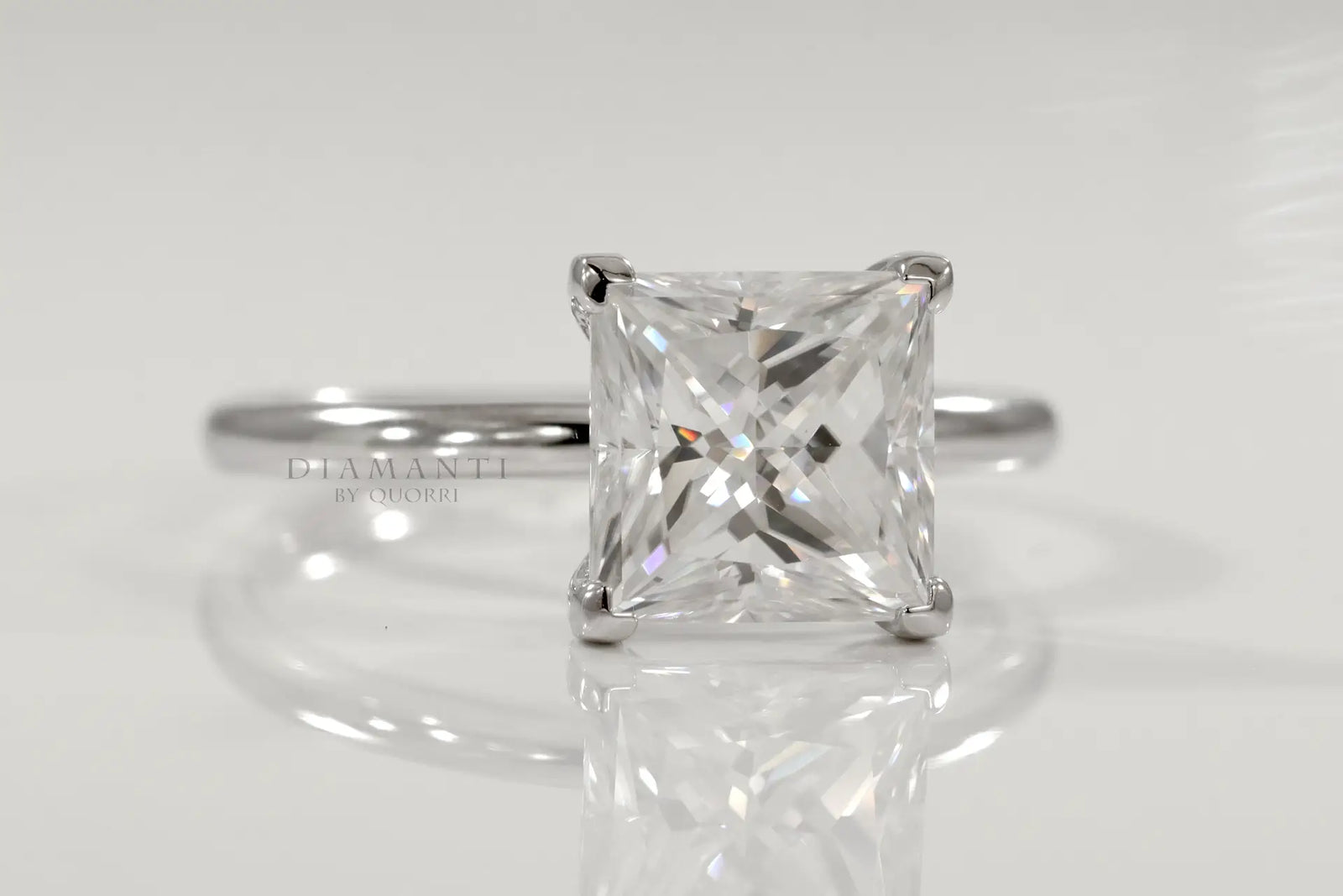 affordable 14k white gold solitaire 3 carat princess lab grown diamond engagement ring Quorri