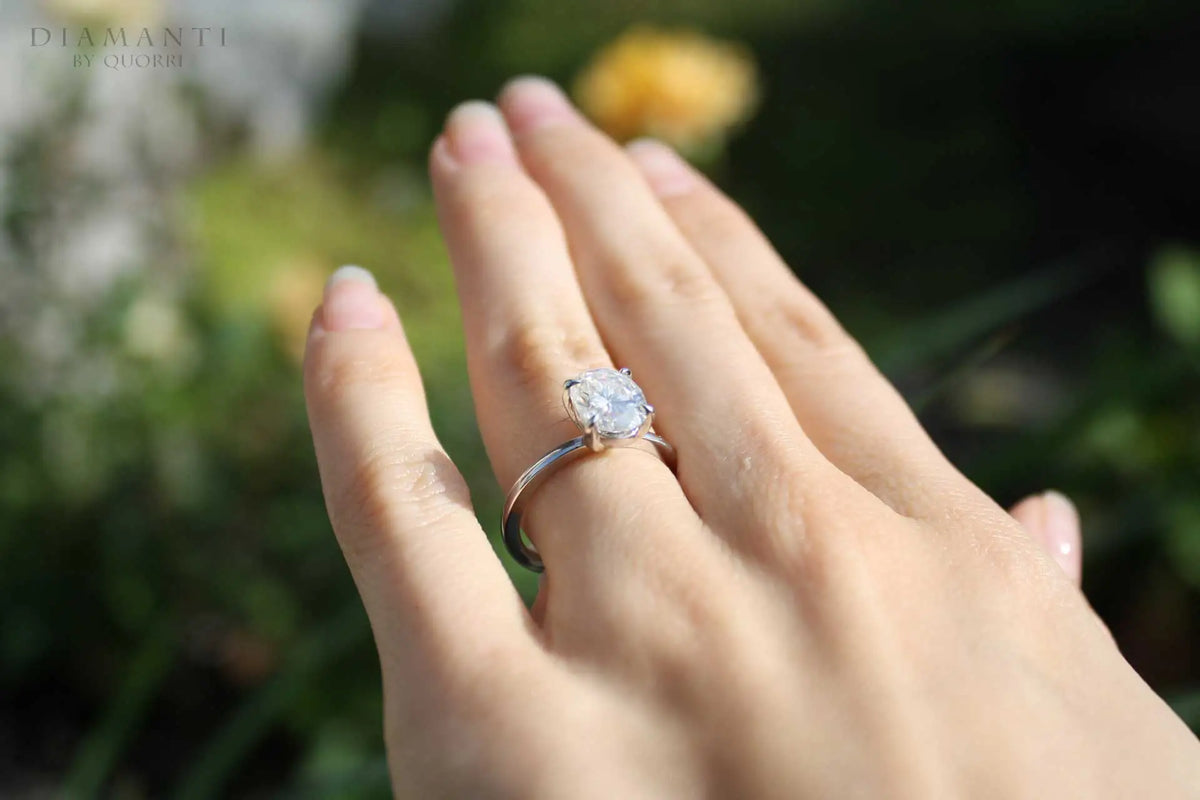 14k white gold claw prong 2 carat oval lab diamond engagement ring Quorri