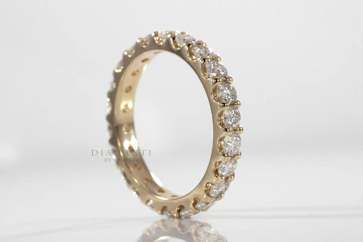 yellow gold round brilliant 2 ct.tw lab diamond eternity band Quorri