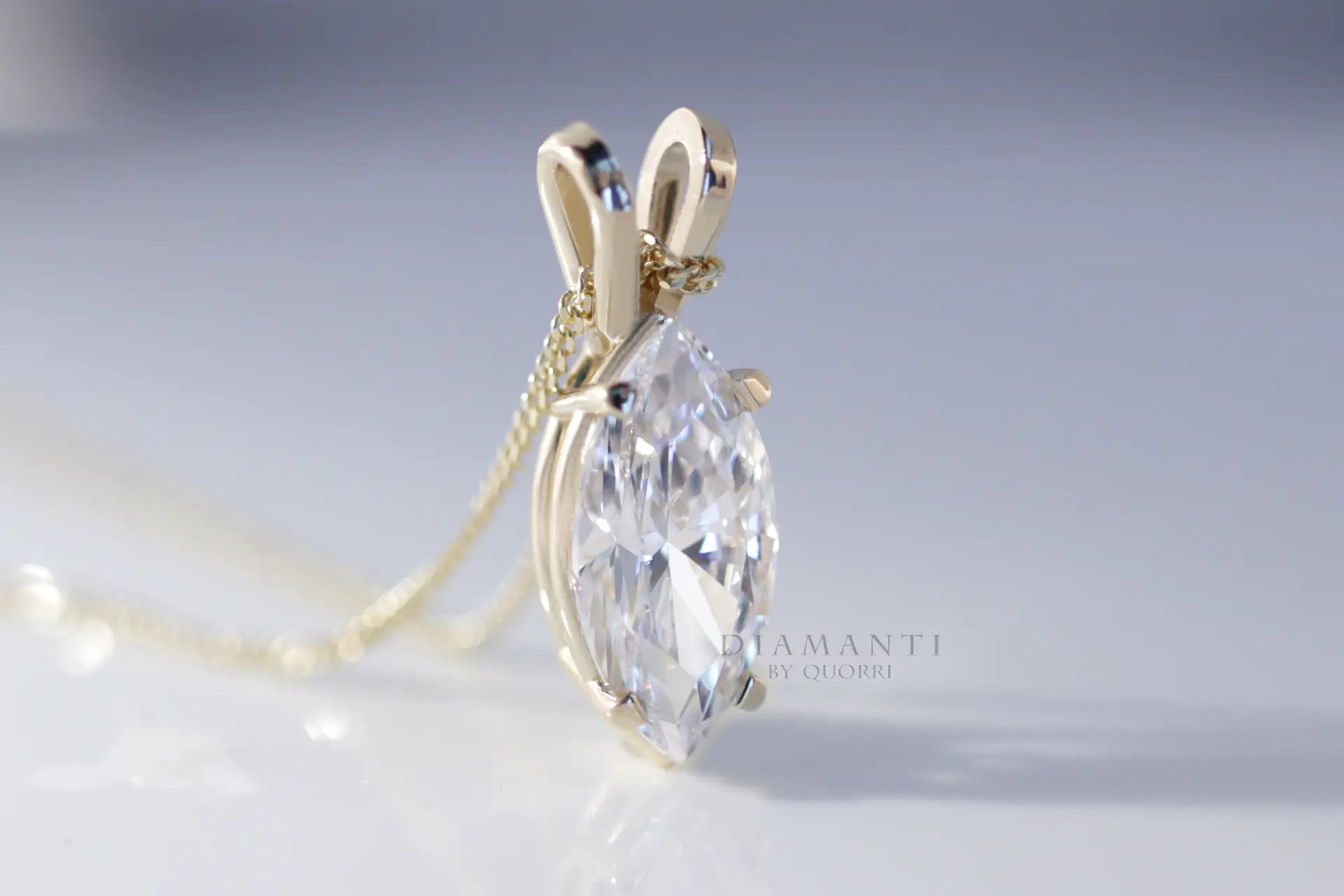 designer marquise lab diamond solitaire pendant Quorri