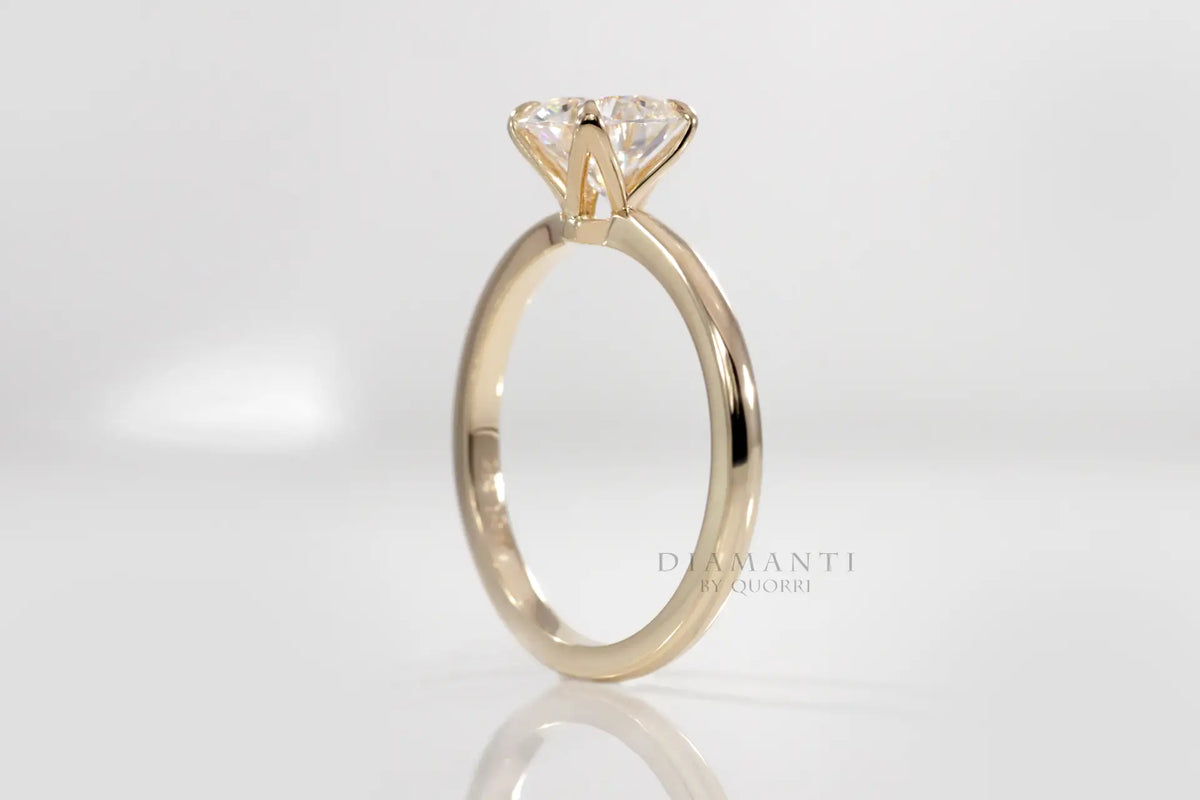 14k yellow gold affordable petite round lab diamond engagement rings Quorri