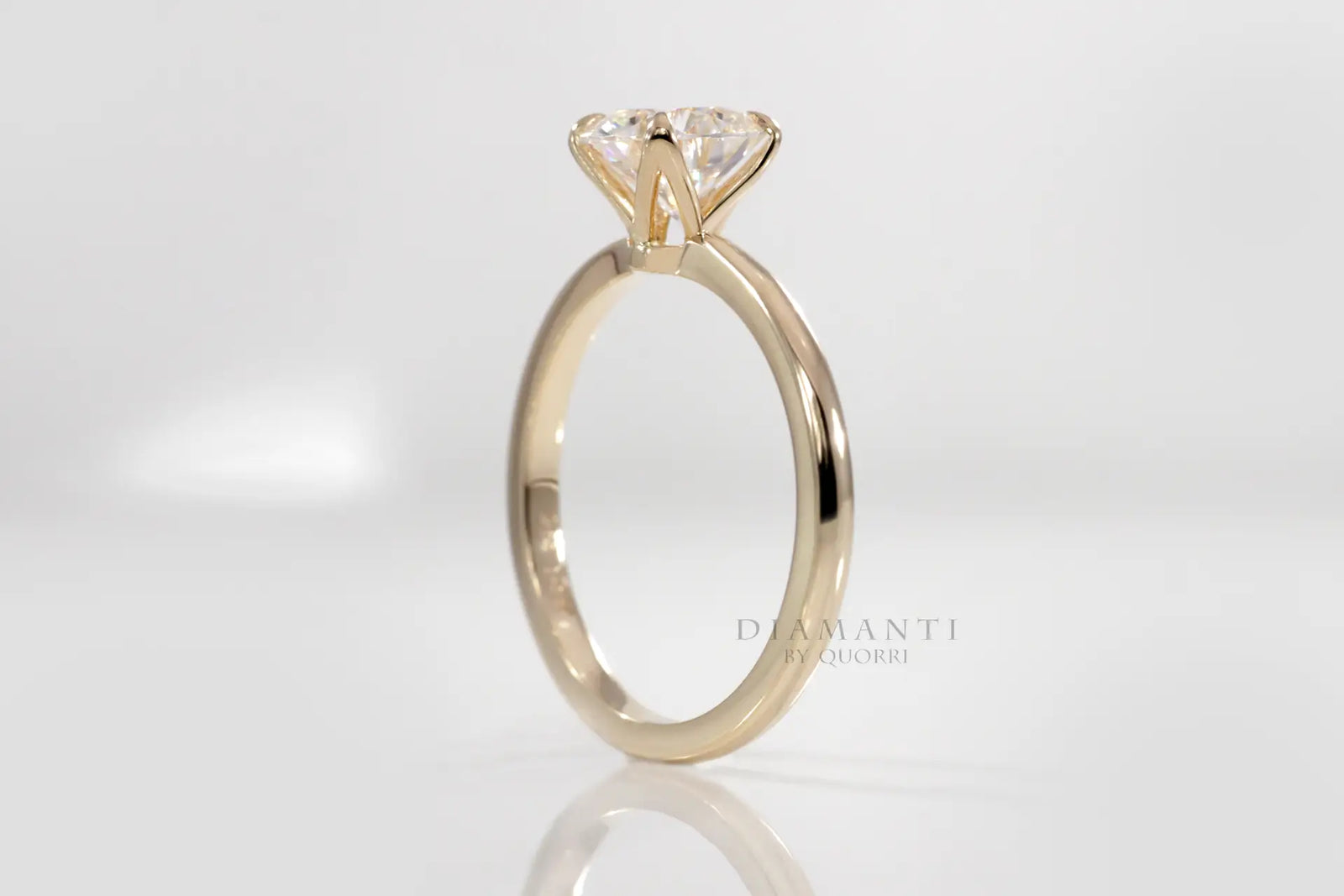 18k yellow gold petite promise lab diamond petal solitaire ring Quorri