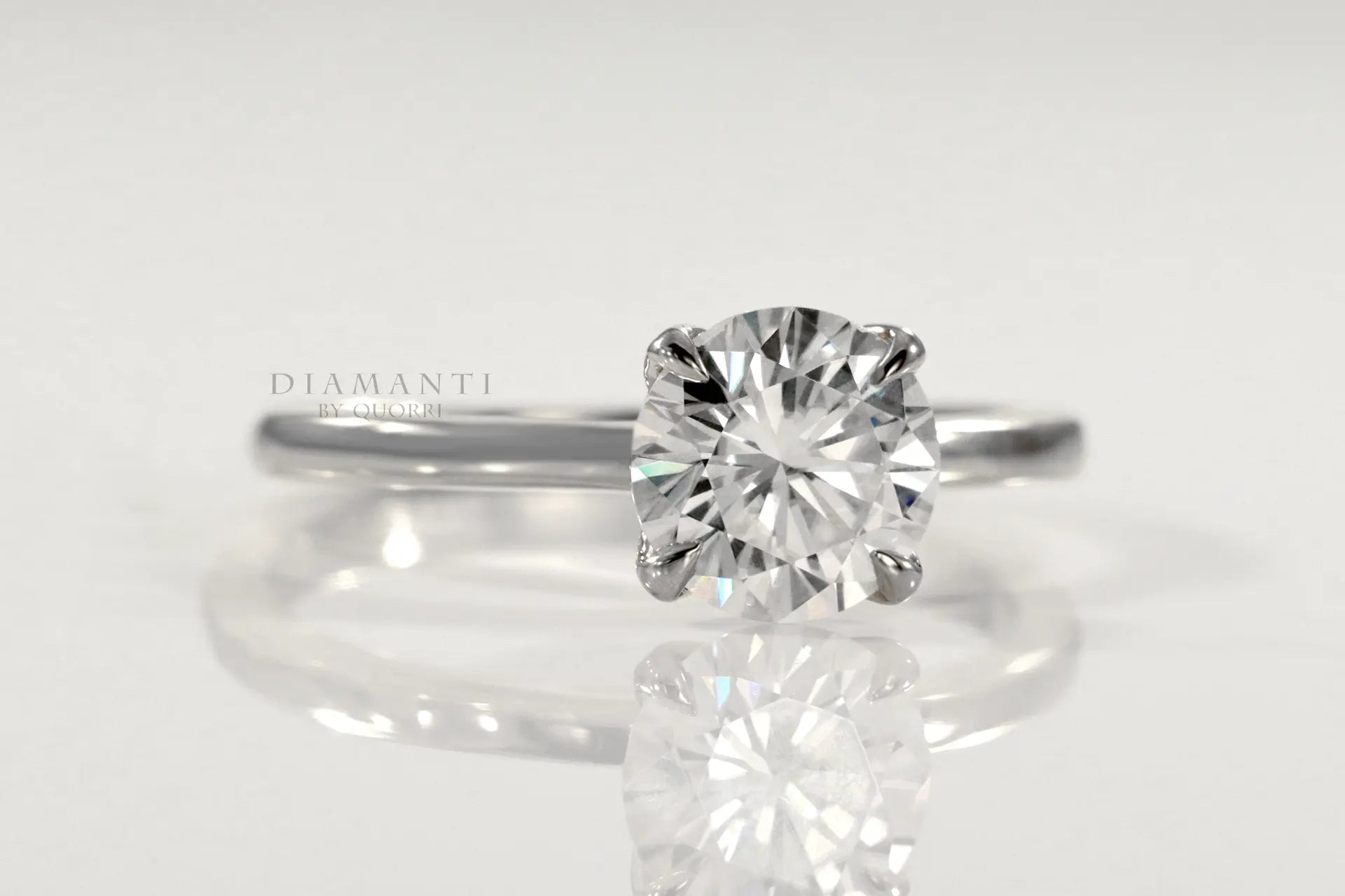 18k white gold petite promise petal lab diamond engagement ring Quorri
