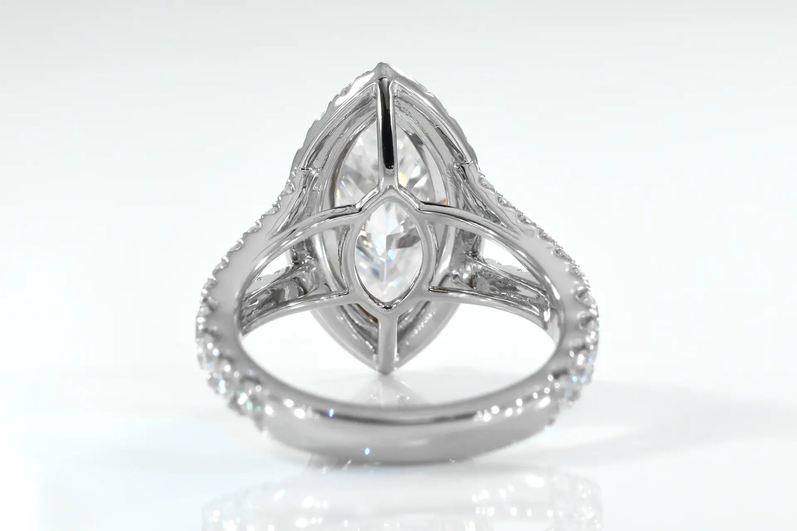 3.50ct Marquise Certified Lab Made Diamond Halo Engagement Ring, Split Accented Band in Solid 14k White Gold Quorri Canada