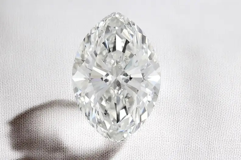 3 carat crushed ice marquise cut lab diamond moissanite at Quorri Canada
