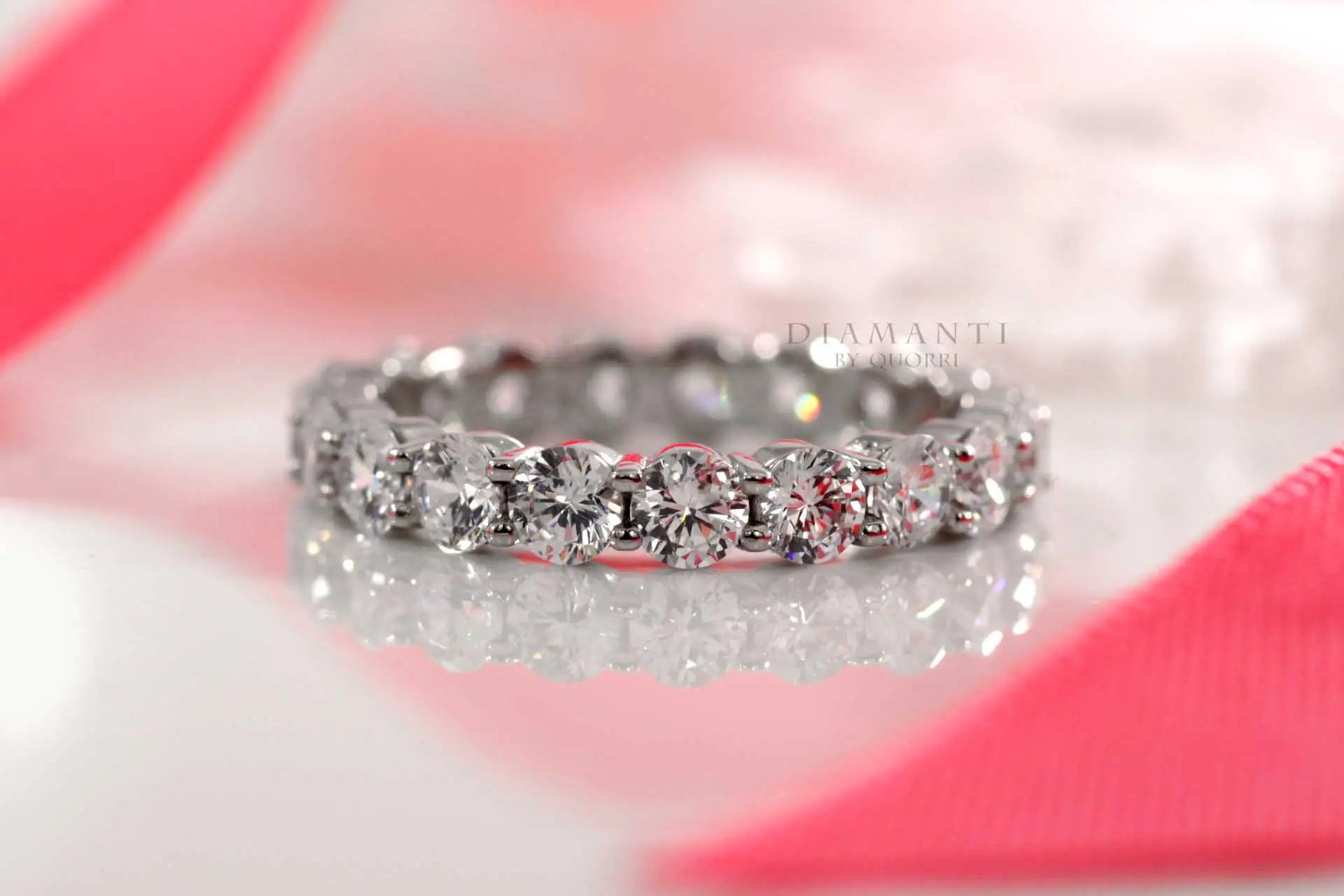 14k and 18k white gold round brilliant lab grown diamond eternity anniversary band Quorri