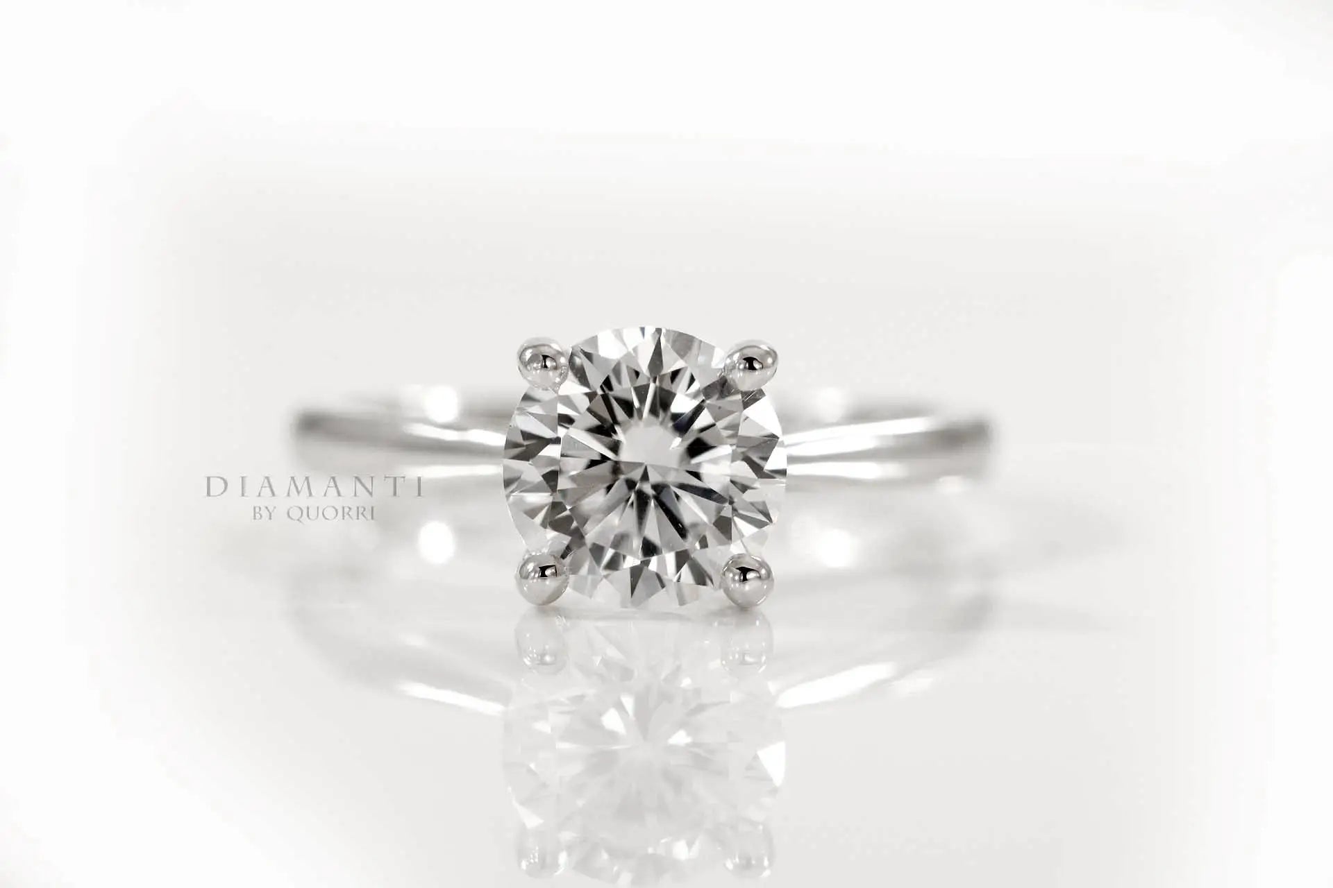 affordable 4 prong round lab diamond solitaire engagement ring Quorri