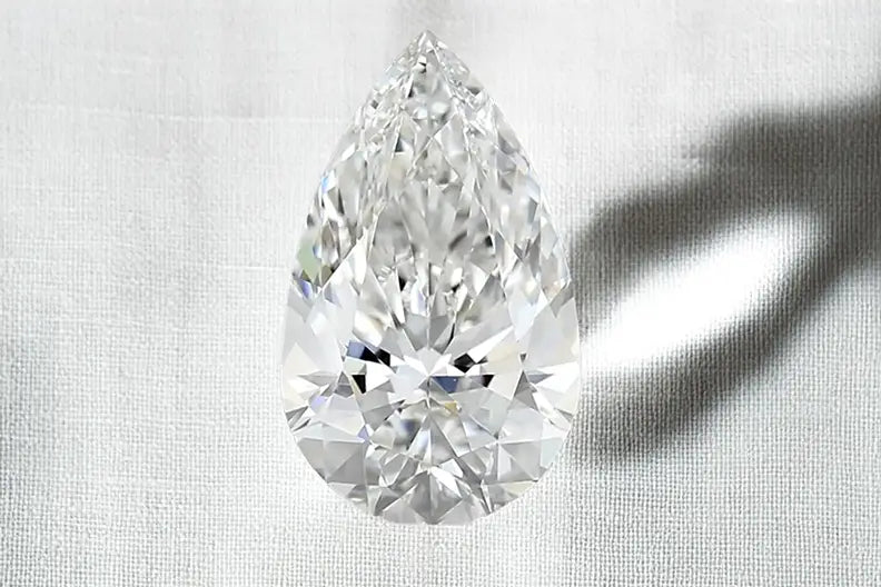 3 carat crushed ice pear cut lab diamond moissanite at Quorri Canada