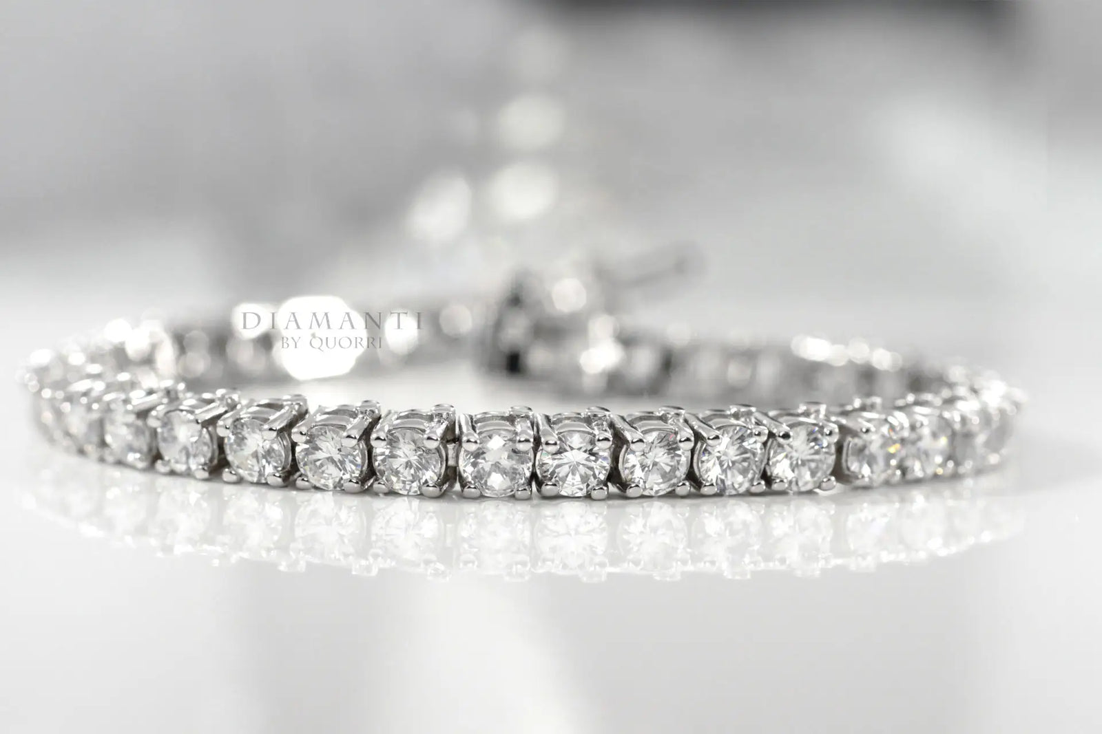 white gold round lab diamond tennis bracelet Quorri