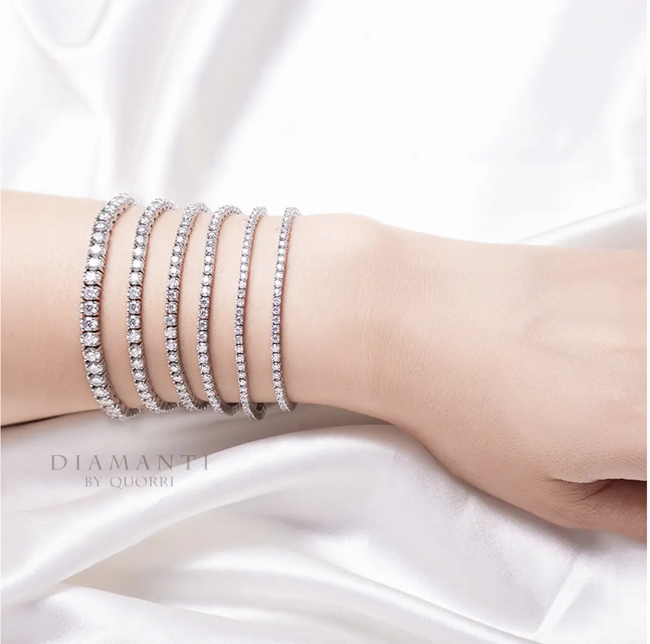 14k white gold round lab created diamond tennis bracelets Quorri