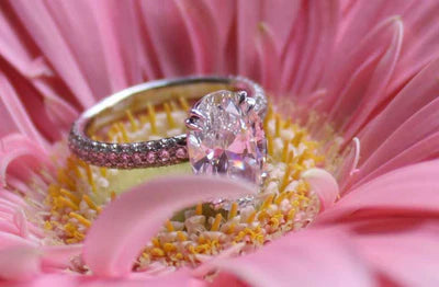 3 carat oval dual prong 18k white gold accented engagement ring Quorri