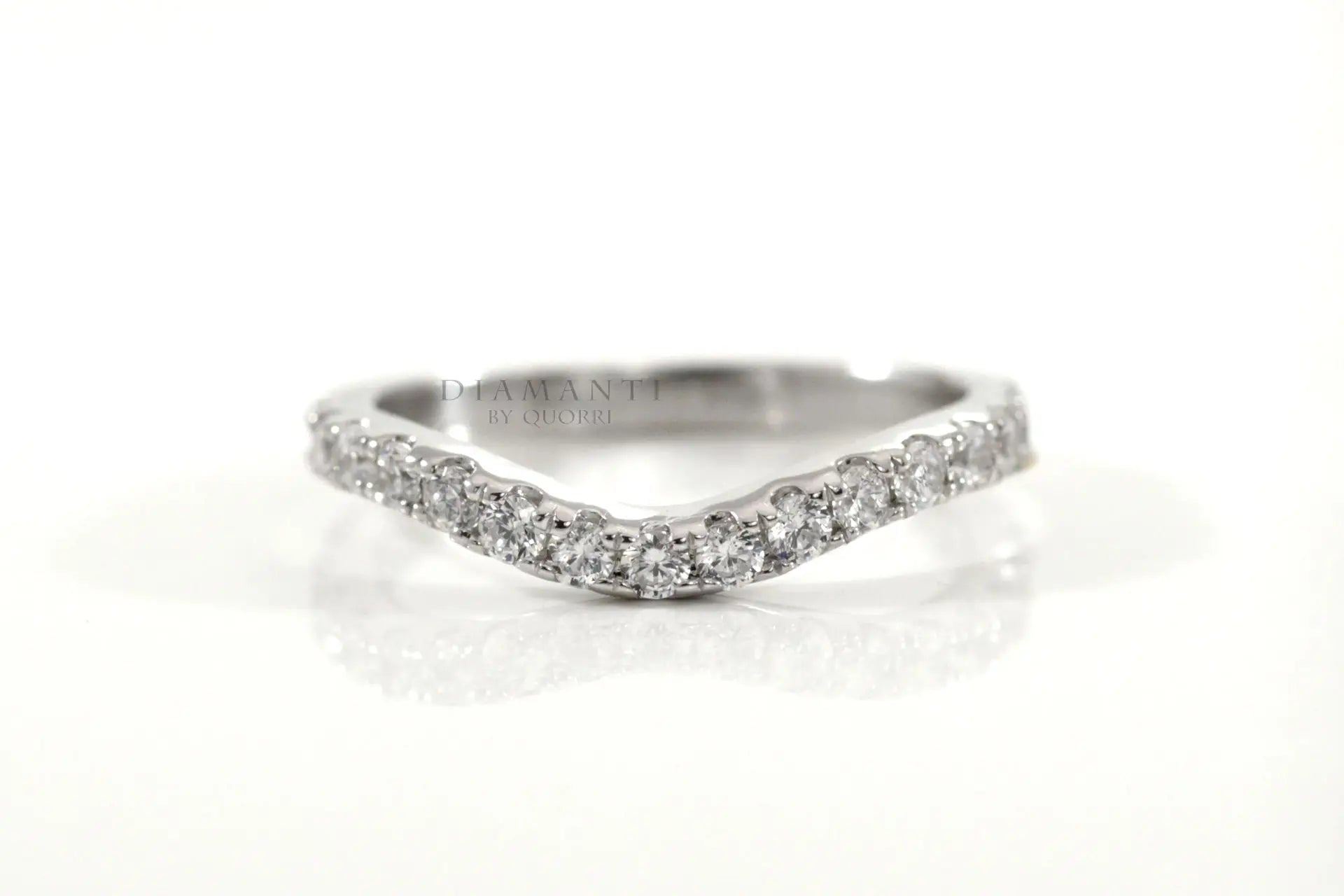 white gold affordable round accented lab diamond wedding band Quorri