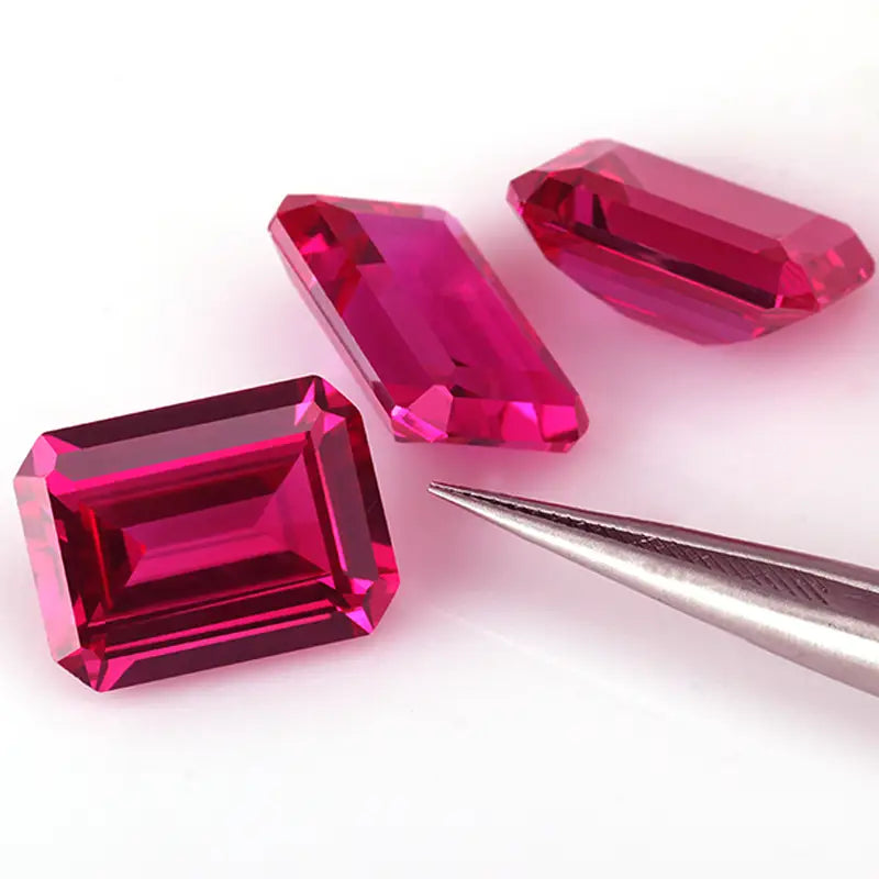 emerald cut blood red genuine cultured lab grown ruby Canada