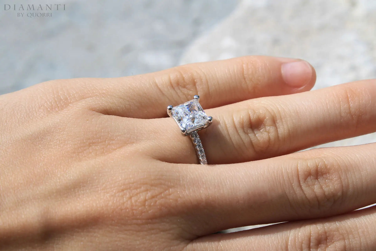 14k white gold accented affordable 1.5ct princess lab grown diamond engagement ring Quorri