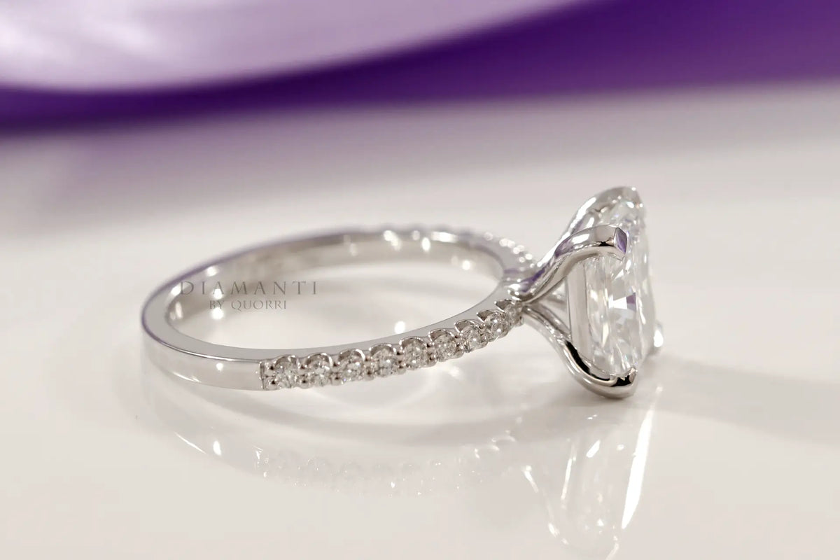 2 carat 18k white gold accented affordable princess lab diamond engagement ring Quorri