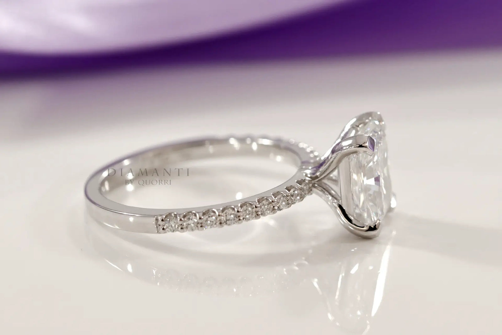 2 carat 18k white gold accented affordable princess lab diamond engagement ring Quorri