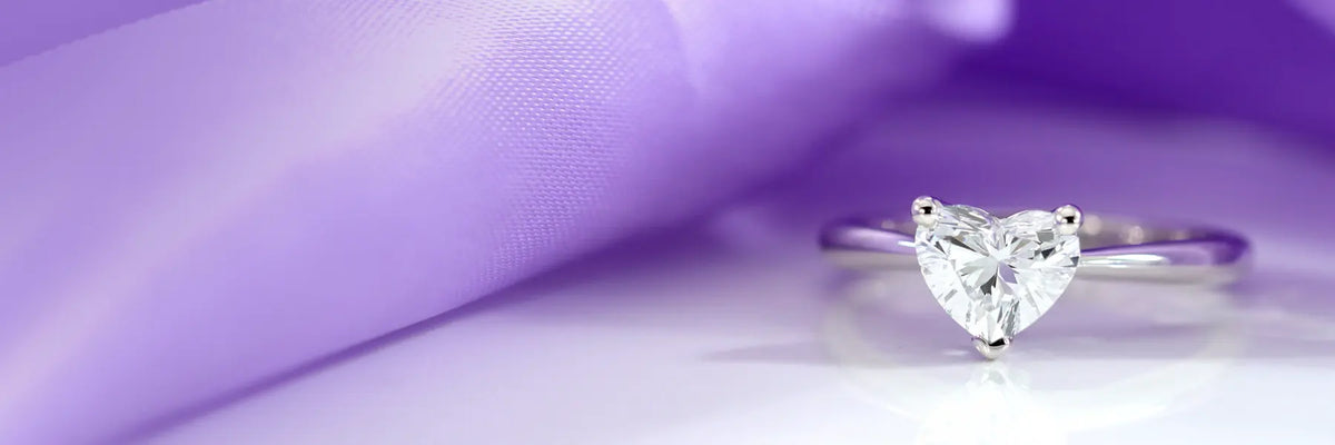 heart cut solitaire lab diamond engagement ring in white gold