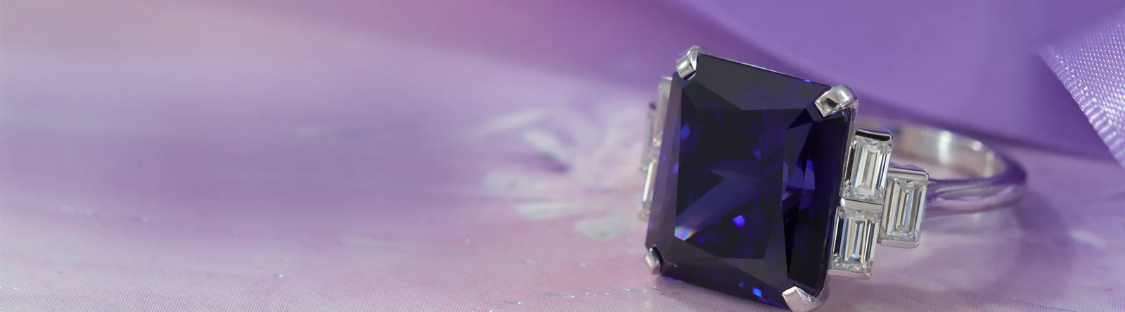 customized blue sapphire and lab diamond engagement ring in white gold