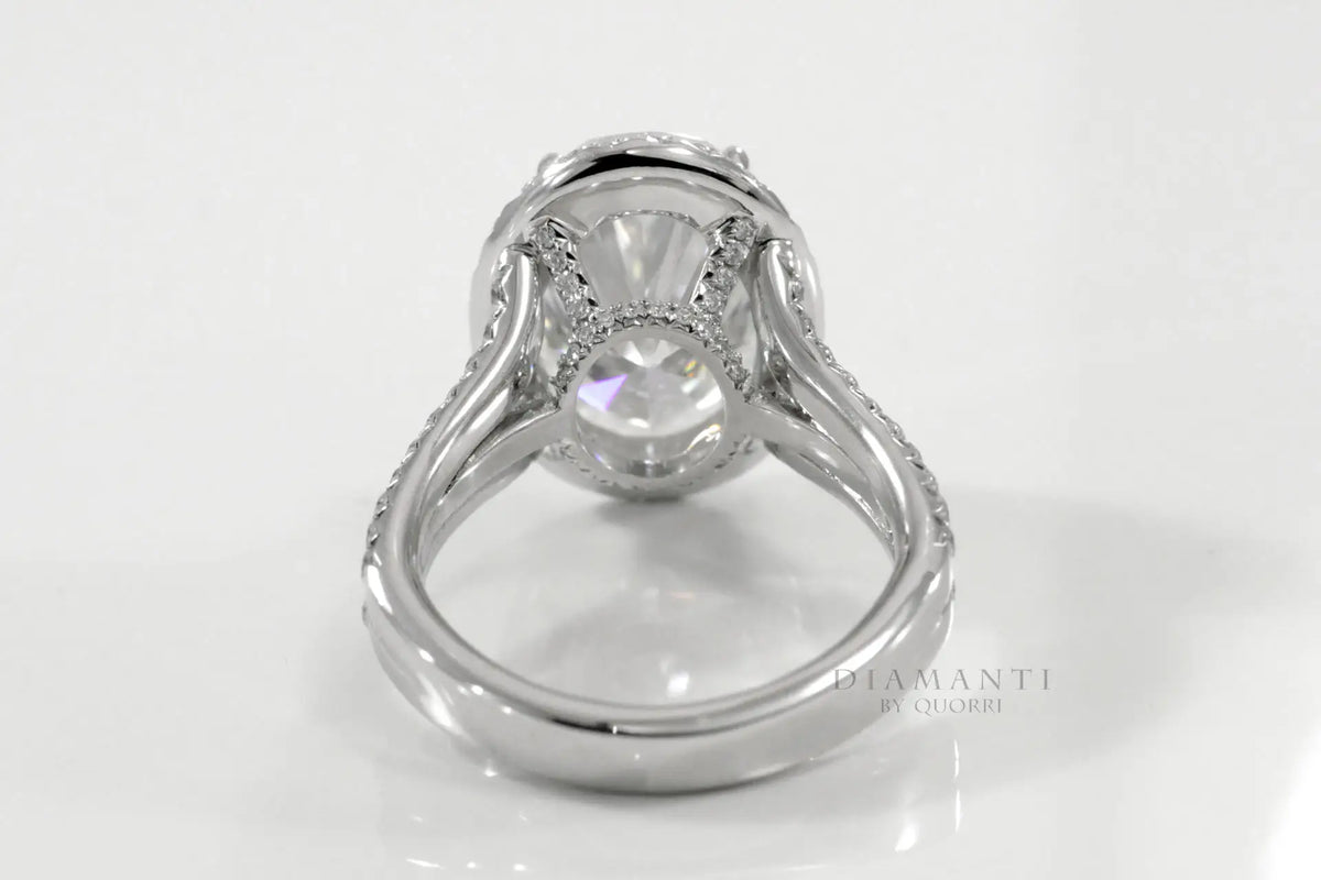 claw prong split band 3ct oval halo lab grown diamond engagement ring 