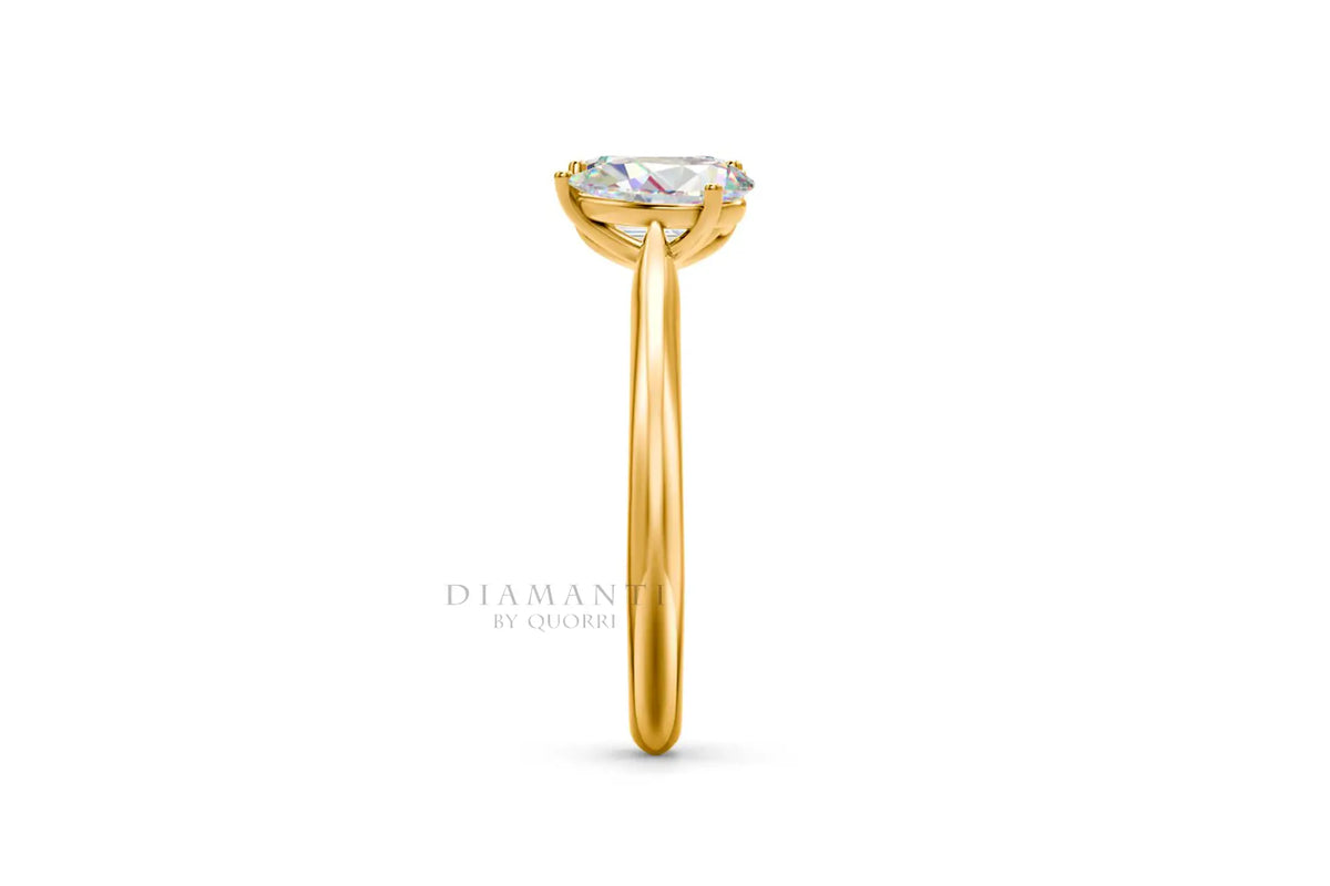 18k yellow gold designer Toi et Moi 1 carat emerald and 1 carat pear lab diamond and gemstone ring Quorri