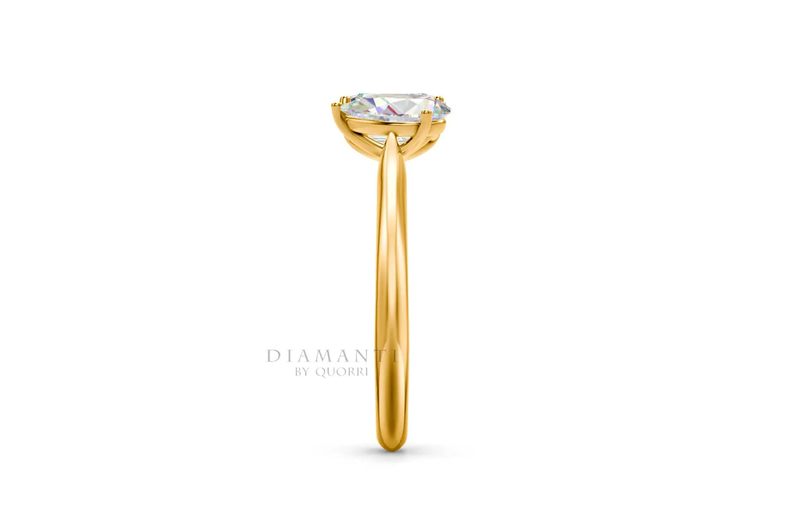 18k yellow gold designer Toi et Moi 1 carat emerald and 1 carat pear lab diamond and gemstone ring Quorri