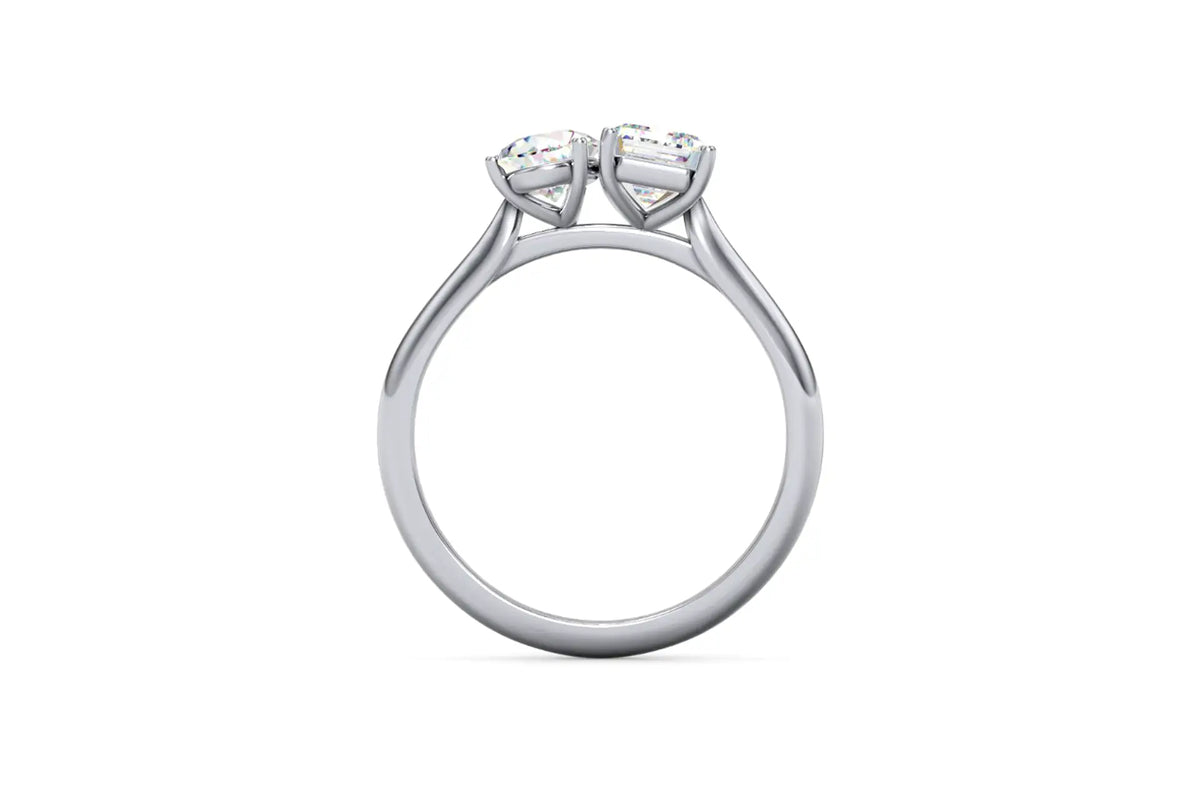 white gold designer Toi et Moi 1 carat emerald and 1 carat pear diamond and gemstone ring Quorri