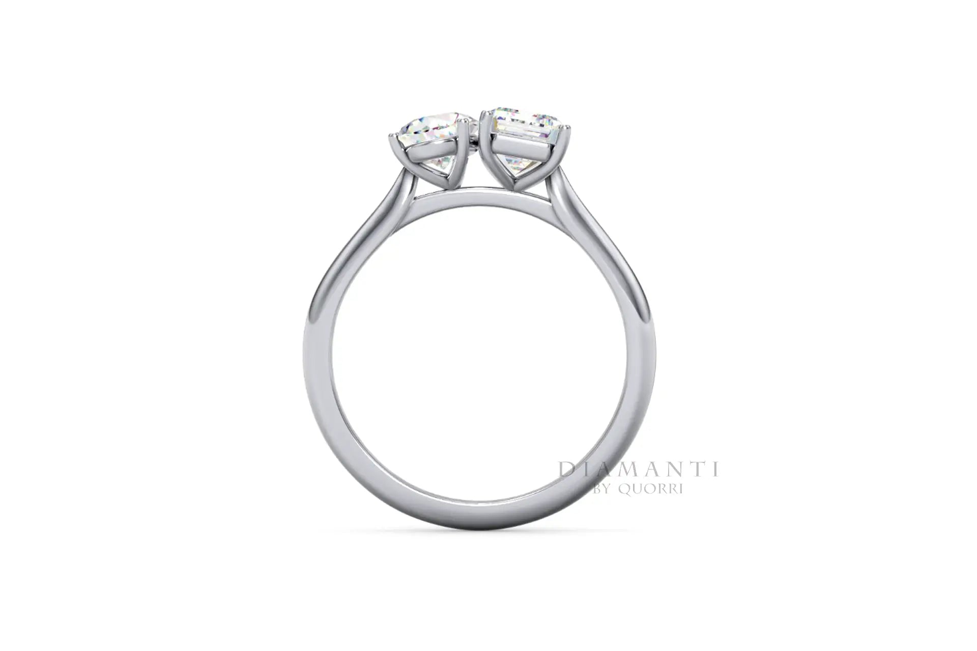 designer Toi et Moi 1 carat emerald and 1 carat pear diamond and gemstone ring Quorri