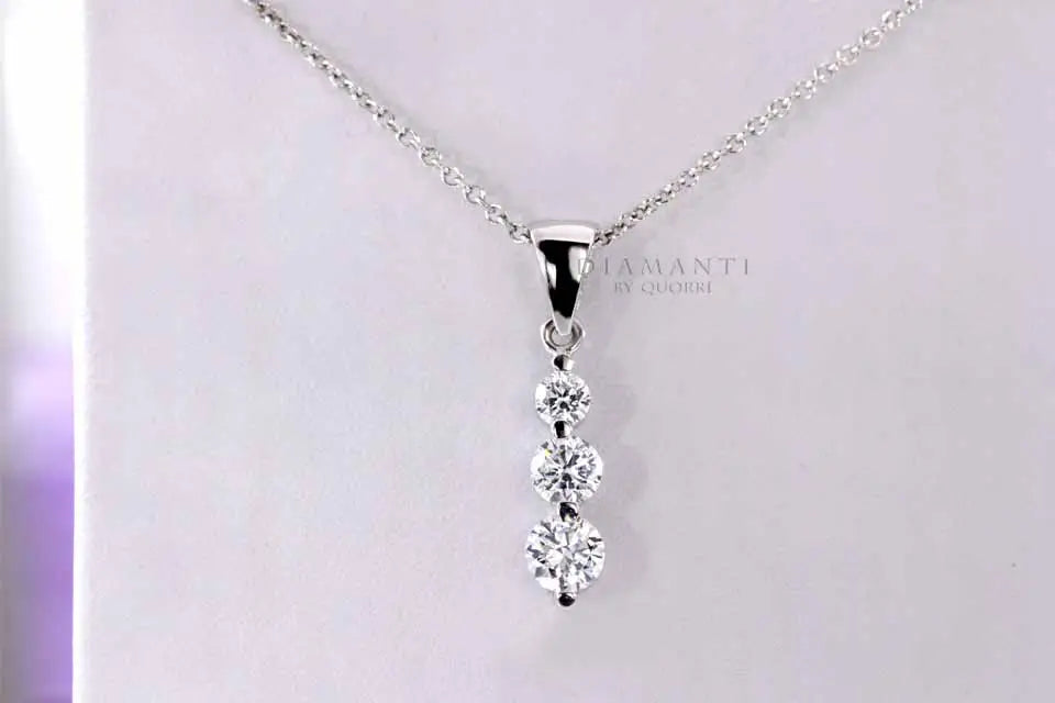 designer round trilogy solitaire lab diamond pendant Quorri 