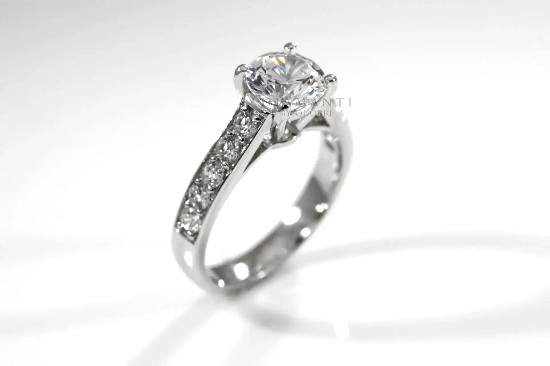 affordable 2 carat round white gold accented lab diamond engagement ring Quorri Canada