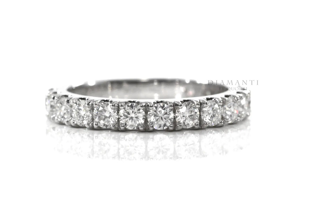 designer 18k white gold 1.00 carat lab diamond wedding band Quorri Canada